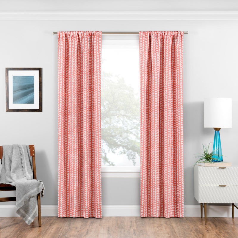 ECLIPSE Room Darkening Naya-Rod Pocket Curtains for Bedroom  Single Panel  37"" x 95""  Coral - Image 1