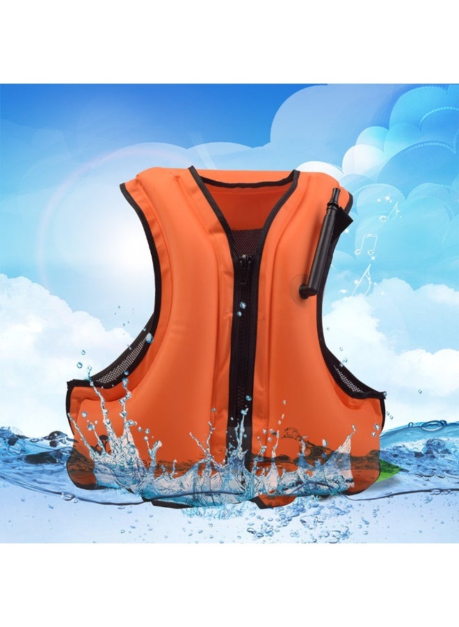 سترة نجاة قابلة للنفخ للبالغين - سترة غطس وسباحة مزودة بصمام صافرة وسحاب إغلاق وشبكة خلفية - جهاز عائم خفيف الوزن للرياضات المائية وركوب الأمواج والانجراف - Image 5