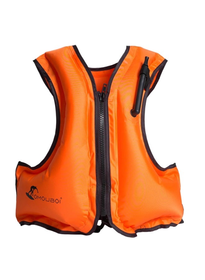 سترة نجاة قابلة للنفخ للبالغين - سترة غطس وسباحة مزودة بصمام صافرة وسحاب إغلاق وشبكة خلفية - جهاز عائم خفيف الوزن للرياضات المائية وركوب الأمواج والانجراف - Image 1
