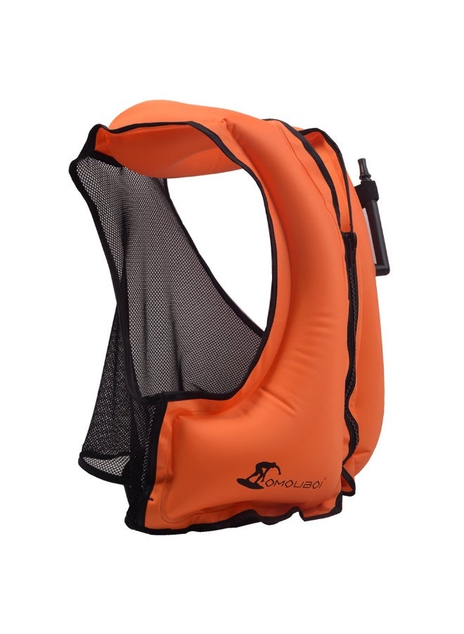 سترة نجاة قابلة للنفخ للبالغين - سترة غطس وسباحة مزودة بصمام صافرة وسحاب إغلاق وشبكة خلفية - جهاز عائم خفيف الوزن للرياضات المائية وركوب الأمواج والانجراف - Image 2