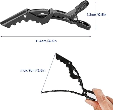 Salmue 6 x Crocodile Hair Clips Hairdressing Clipping NonSlip Unique Hairdressing Pin Hair Section Claw Barrettes for Salon Hairdresser Black - Image 2