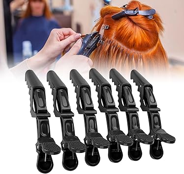 Salmue 6 x Crocodile Hair Clips Hairdressing Clipping NonSlip Unique Hairdressing Pin Hair Section Claw Barrettes for Salon Hairdresser Black - Image 1