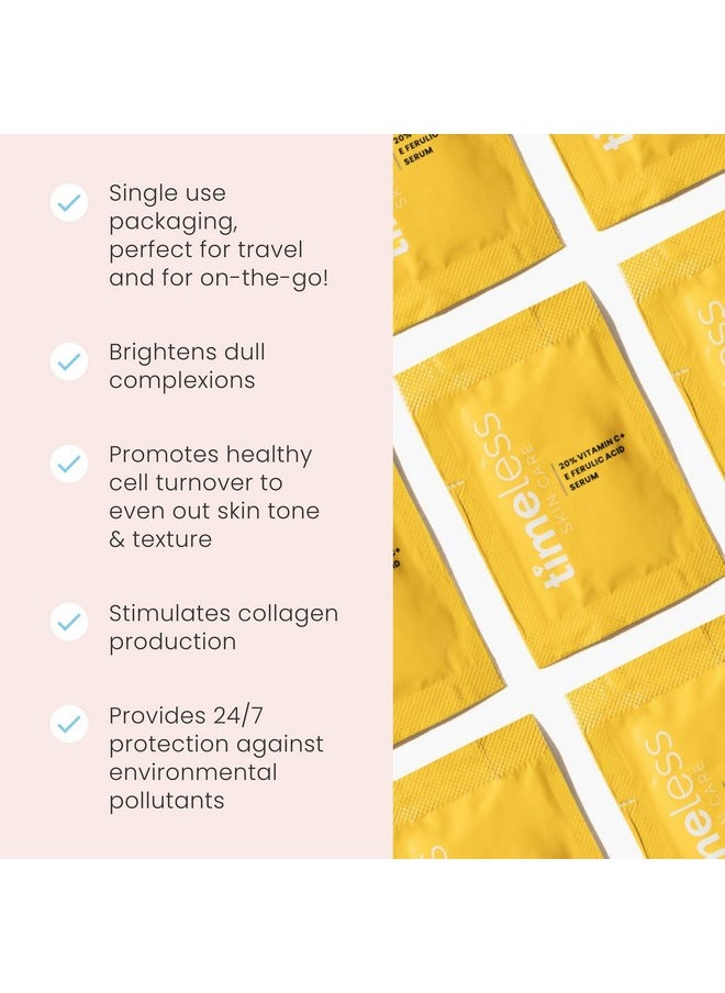 Timeless Skin Care - Vitamin C Serum With Vitamin E & Ferulic Acid - 20% Vitamin C Brightening Serum - Face Serum For Oily & Dry Skin - Fragrance-Free Serum For Skin Care - 28 Single-Use Pouches - Image 1