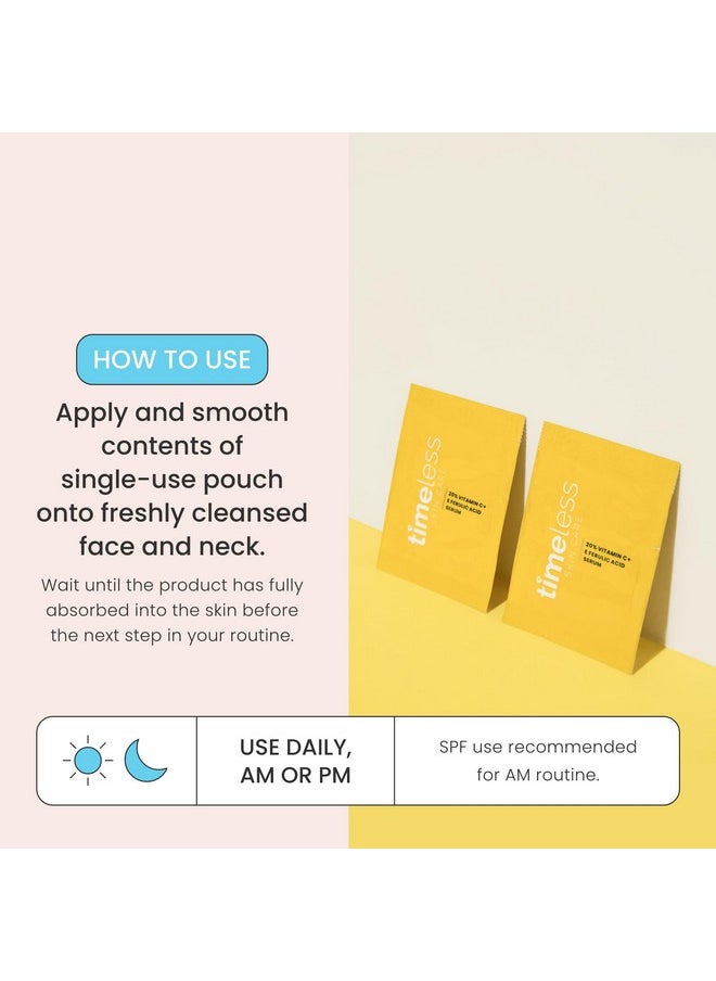 Timeless Skin Care - Vitamin C Serum With Vitamin E & Ferulic Acid - 20% Vitamin C Brightening Serum - Face Serum For Oily & Dry Skin - Fragrance-Free Serum For Skin Care - 28 Single-Use Pouches - Image 1