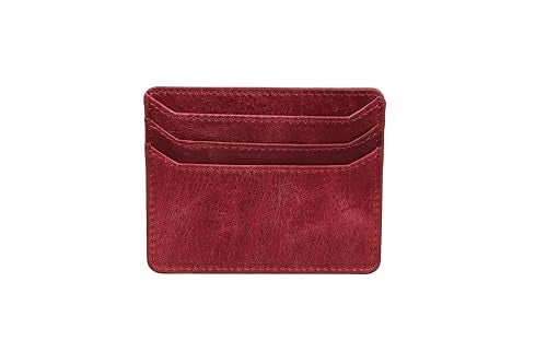 grande 3633 Genuine Leather Card Holder For Women and Men Super Slim Minimalist Small Snap Wallet Rustic Burgundy - Image 3