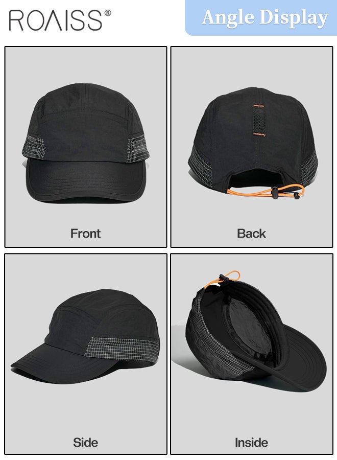 roaiss Men's and Women's Quick-drying sports Baseball Caps, Five-piece Flat Brim Waterproof Trucker Hat, Retro Adjustable Size Sun-visor Cap, Breathable Sun-proof Outdoor Hiking Camping Sun Hats - Image 4