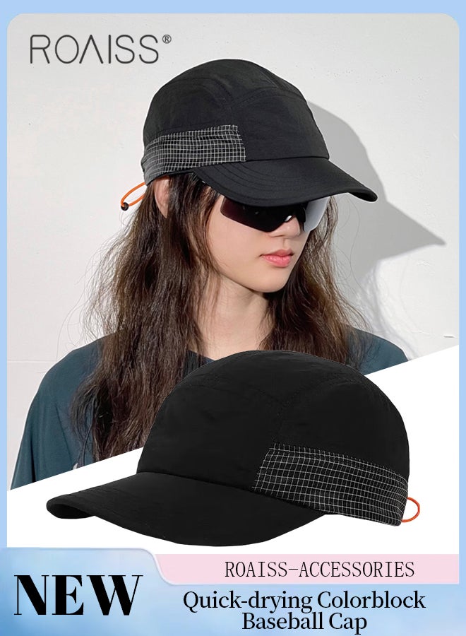 roaiss Men's and Women's Quick-drying sports Baseball Caps, Five-piece Flat Brim Waterproof Trucker Hat, Retro Adjustable Size Sun-visor Cap, Breathable Sun-proof Outdoor Hiking Camping Sun Hats - Image 1