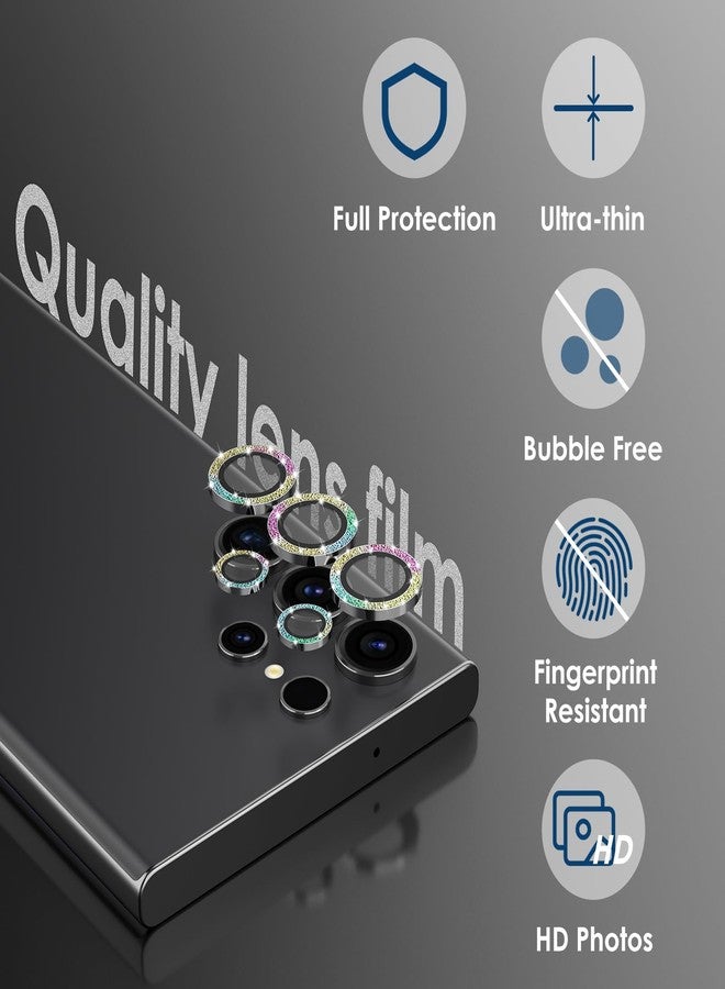Simpeak 2Pack Bling Camera Lens Protector Compatible with Samsung Galaxy S23 Ultra 5G 6.8" 2023, Individual 9H Tempered Glass Camera Metal Case for S23 Ultra 6.8" [Installation Tray],Color Bling - Image 3