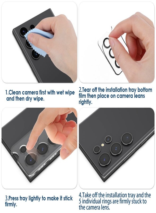 Simpeak 2Pack Bling Camera Lens Protector Compatible with Samsung Galaxy S23 Ultra 5G 6.8" 2023, Individual 9H Tempered Glass Camera Metal Case for S23 Ultra 6.8" [Installation Tray],Color Bling - Image 5