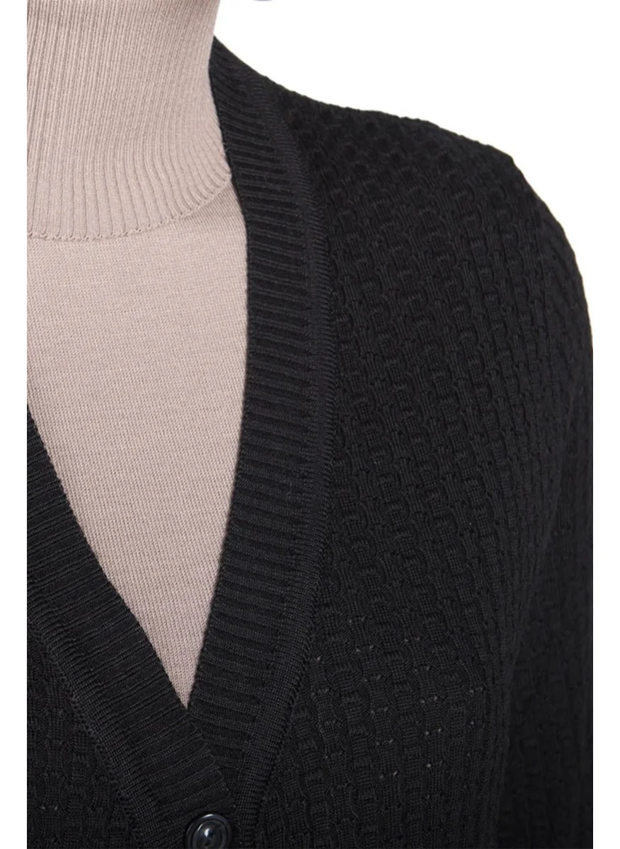 Hesna Armagan Knitwear Buttoned Black Jacket