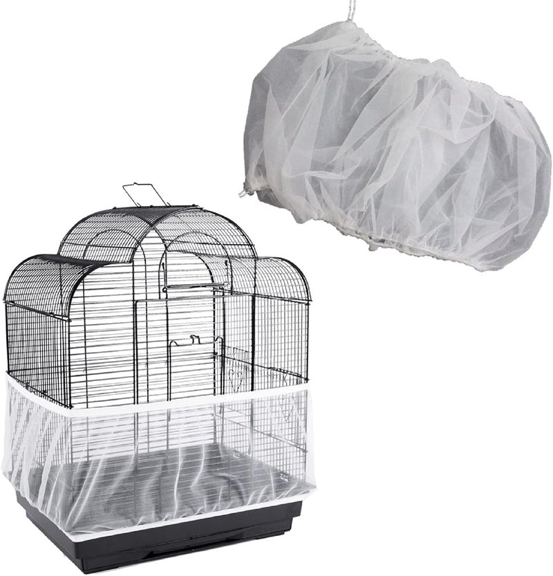 ZOCONE Bird Seed Guards & Catchers 100"×13" Stretchy Adjustable Drawstring Bird Cage Mesh Net Cover Cage Skirt (13"×100", White) - Image 1