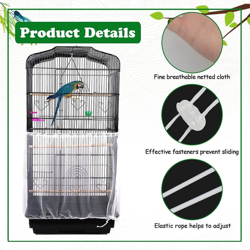 ZOCONE Bird Seed Guards & Catchers 100"×13" Stretchy Adjustable Drawstring Bird Cage Mesh Net Cover Cage Skirt (13"×100", White) - Image 4