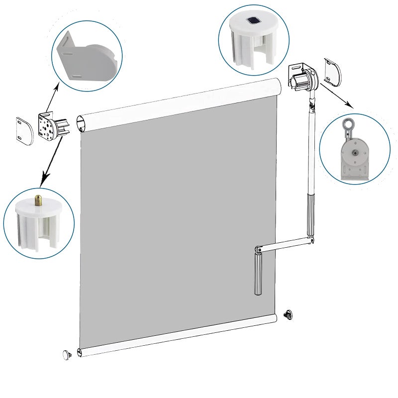 Lihopefe Lihopefe Shade Replacement Parts Mounting Brackets Upgrade to Metal Ring Compatible with Coolaroo Exterior Roller Shade(Cordless Bracket + 38 mm Clutch Plug)  - Image 2