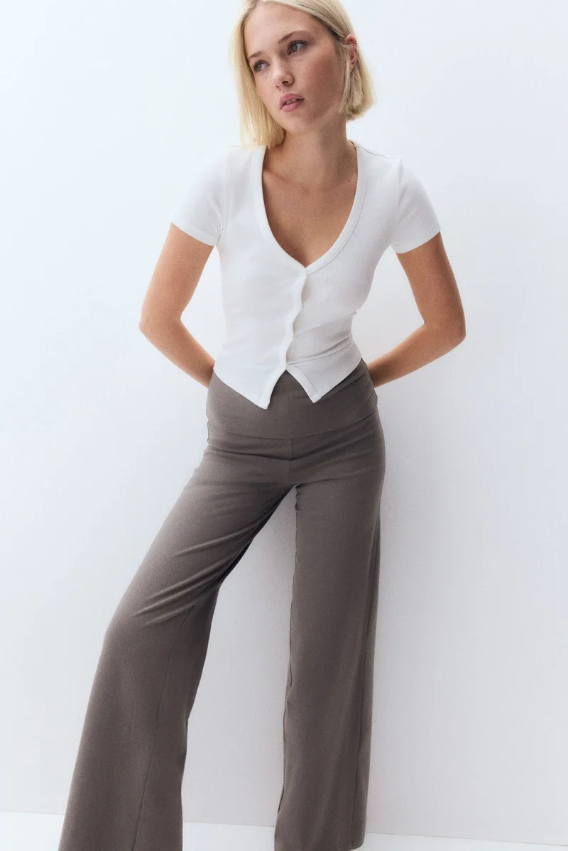 اتش اند ام بنطلون جيرسيه بخصر قابل للطي