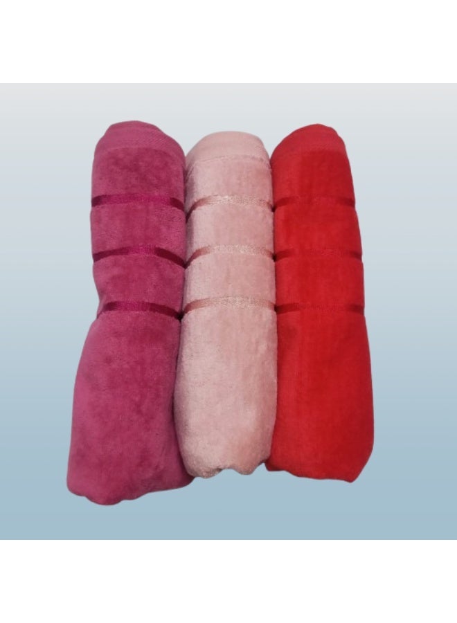 High-quality 3-piece towel set (one side cotton, one side velvet), 50x100 cm - Image 2