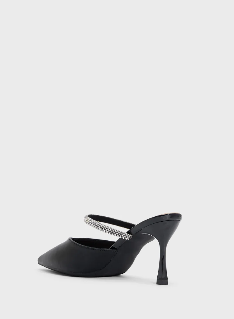 Ella Limited Edition Diamante Strap Heeled Mule
