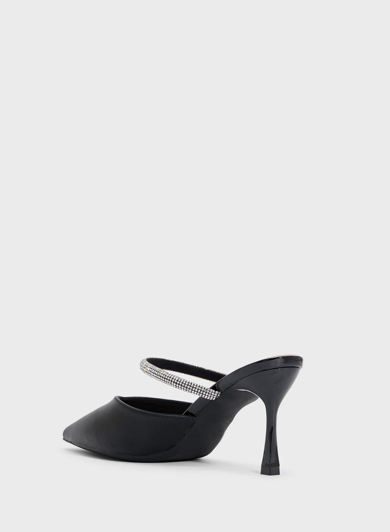 Ella Limited Edition Diamante Strap Heeled Mule  - Image 3
