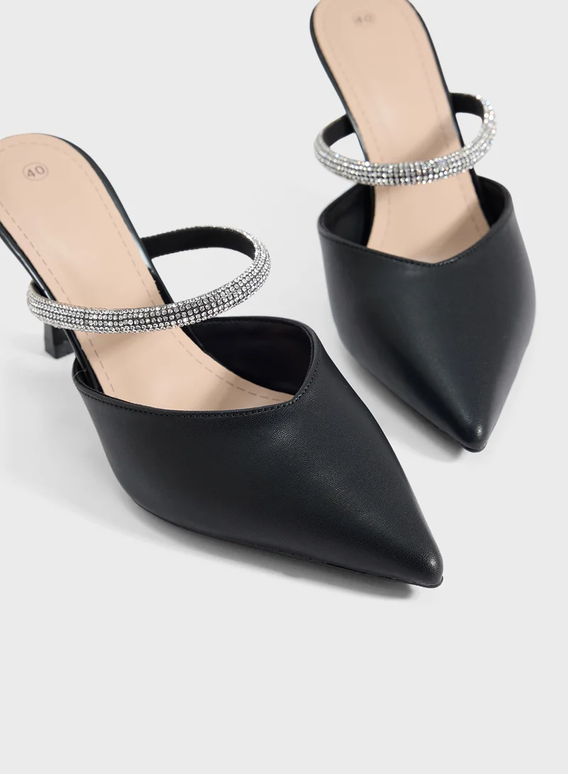 Ella Limited Edition Diamante Strap Heeled Mule
