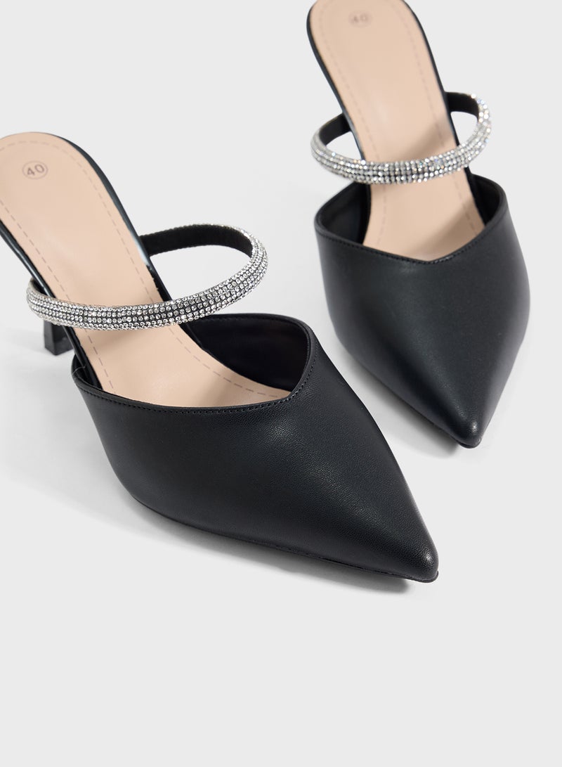 Ella Limited Edition Diamante Strap Heeled Mule  - Image 4