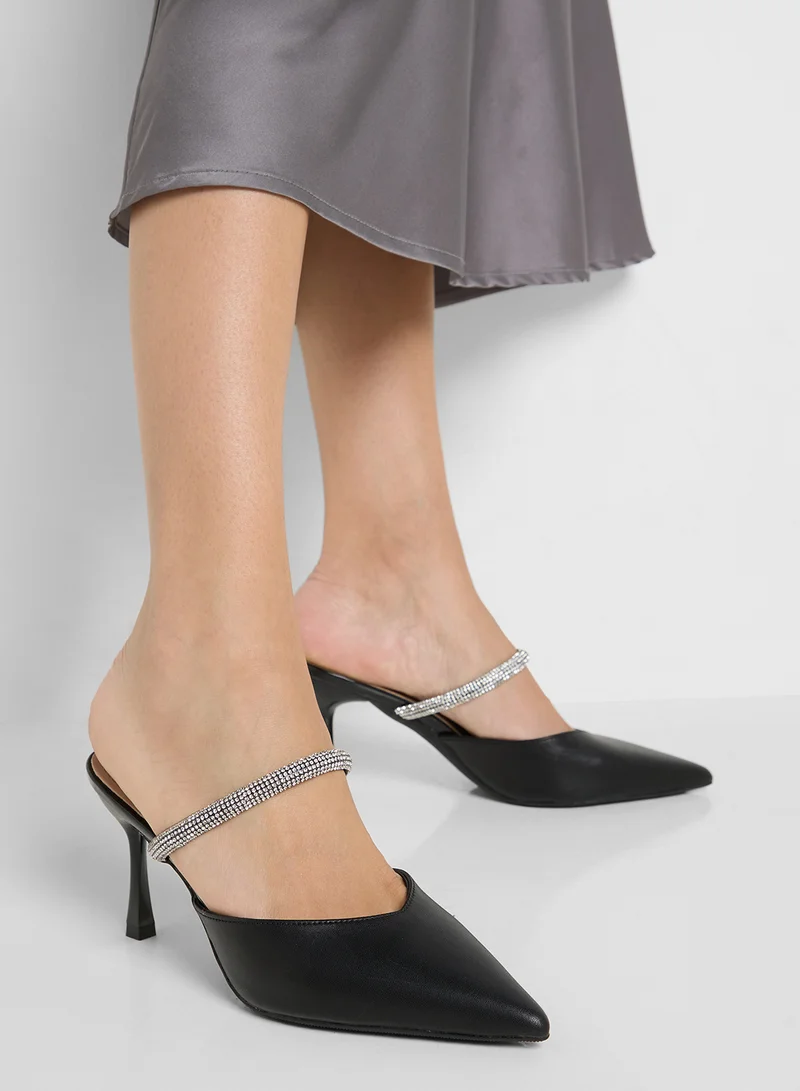 Ella Limited Edition Diamante Strap Heeled Mule