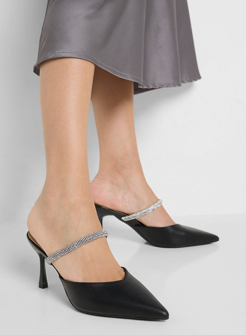 Ella Limited Edition Diamante Strap Heeled Mule  - Image 5