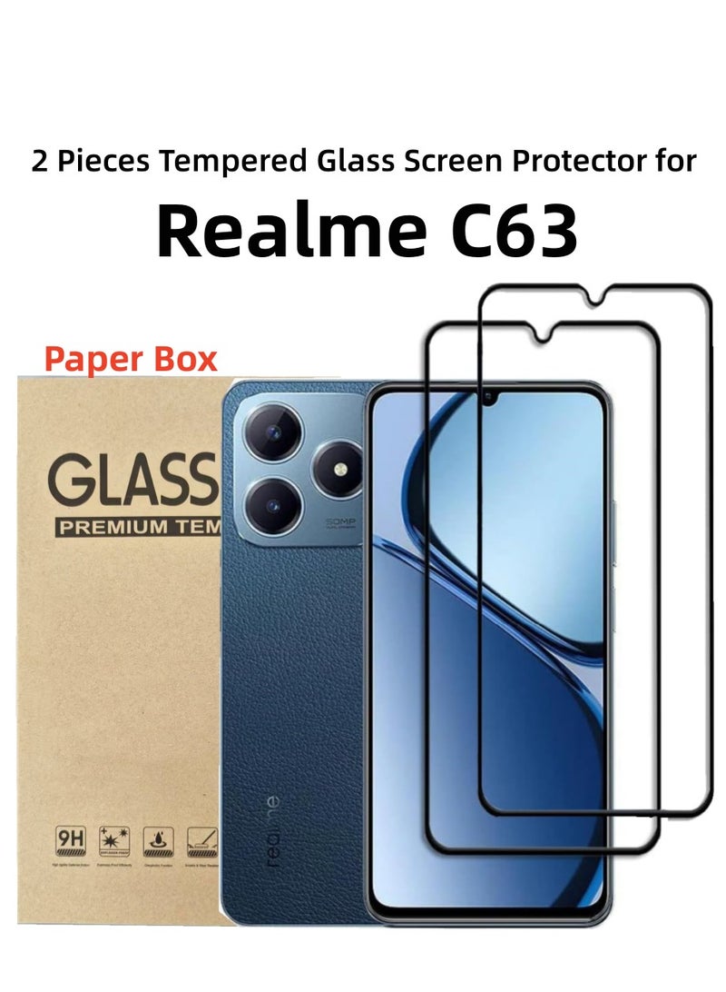 Fankalo [عبوتان] واقي شاشة لهاتف Realme C63 مصنوع من زجاج عالي النفاذية ومقاوم للخدش - Image 1