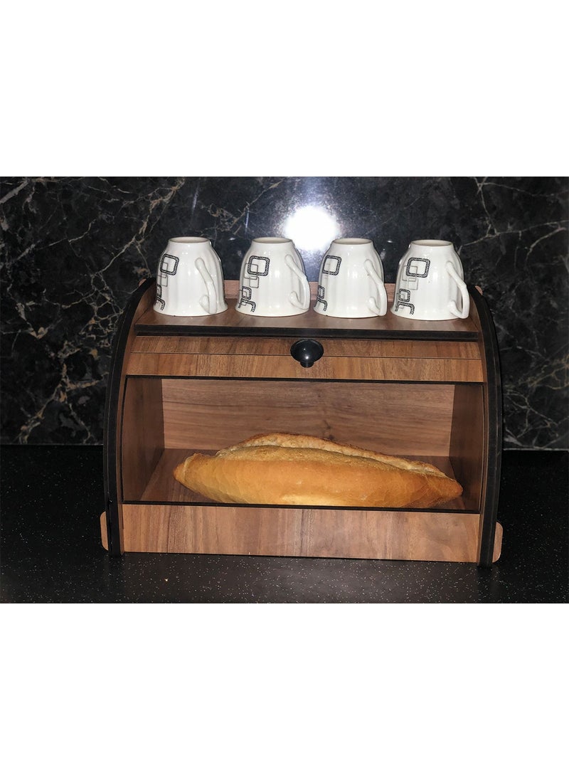 Adım Shops Adımshops New Bread Box, Bread Bin, Storage Box, Spice Rack, Decorative Demounted Demounted Walnut  - Image 2