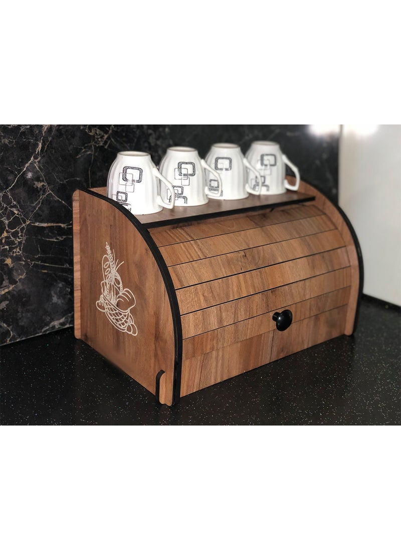 Adım Shops Adımshops New Bread Box, Bread Bin, Storage Box, Spice Rack, Decorative Demounted Demounted Walnut  - Image 1