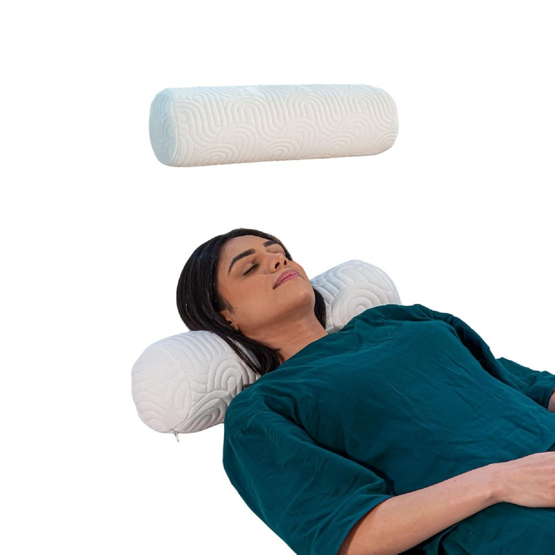 The White Willow The White Willow Memory Foam Bolster PillowSide Pillow for SleepingRound Pillow for Diwan Bed SofaDecorative Round CushionBetween Legs PillowRound Pillow for Back Neck SupportSoftXSmall  - Image 1