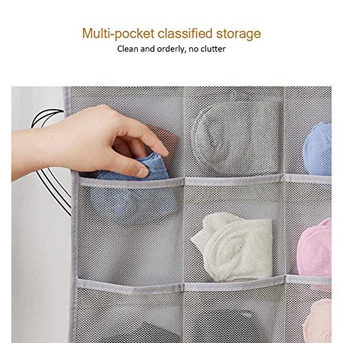 ZURATO Oxford Fabric Double Sided 30 Pockets Clear Hanging Bag, Socks Organizer Hanging, Wardrobe Panties Socks Classification Wardrobe Jewelry Organisers, Over-The-Door Socks Organizer- Grey - Image 4