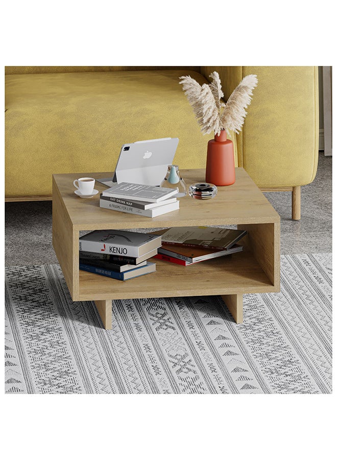 Mourah Home Hola Modern Square Coffee Table Centre Table For Living Room Office Industrial Sofa Table| For Small Spaces Living Room Bedroom|60X60X32Cm (Oak)- 2 Years Warranty - Image 2