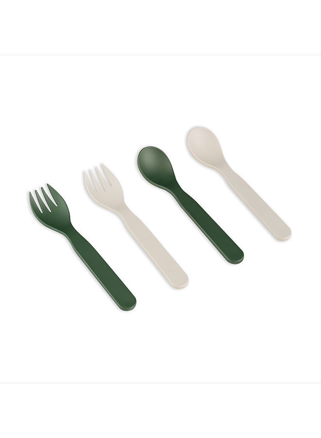 Citron Set of 4 Unbreakable Cutlery And Case, 100% Organic, Reusable, Biodegradable, Environment Friendly, And Unbreakable - Green/Cream - Image 2