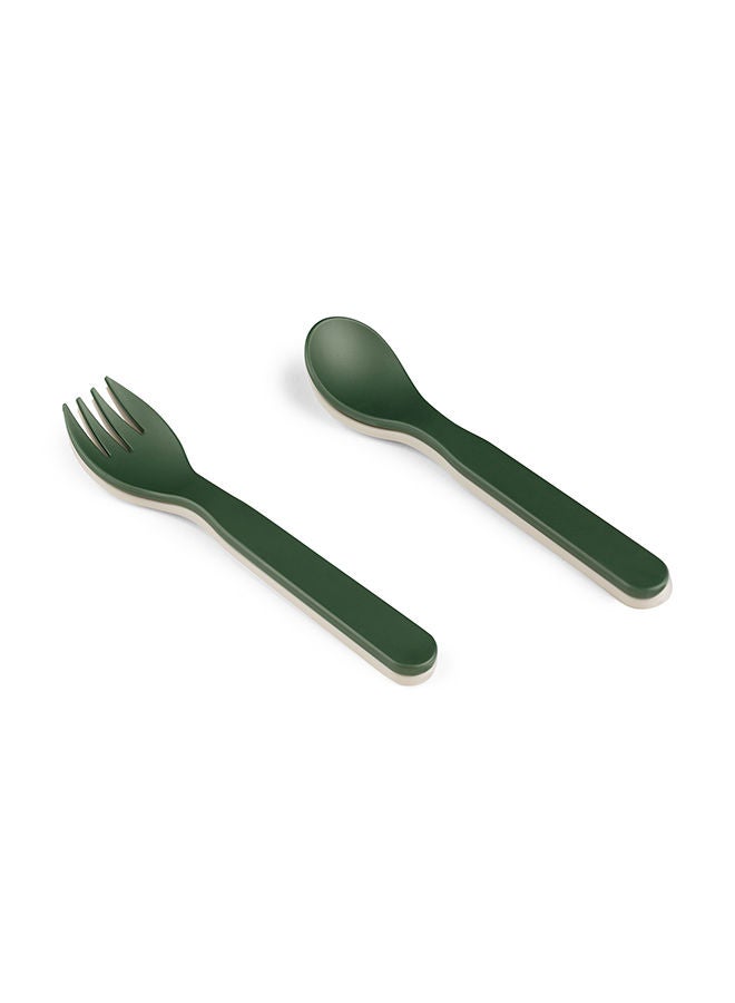 Citron Set of 4 Unbreakable Cutlery And Case, 100% Organic, Reusable, Biodegradable, Environment Friendly, And Unbreakable - Green/Cream - Image 5