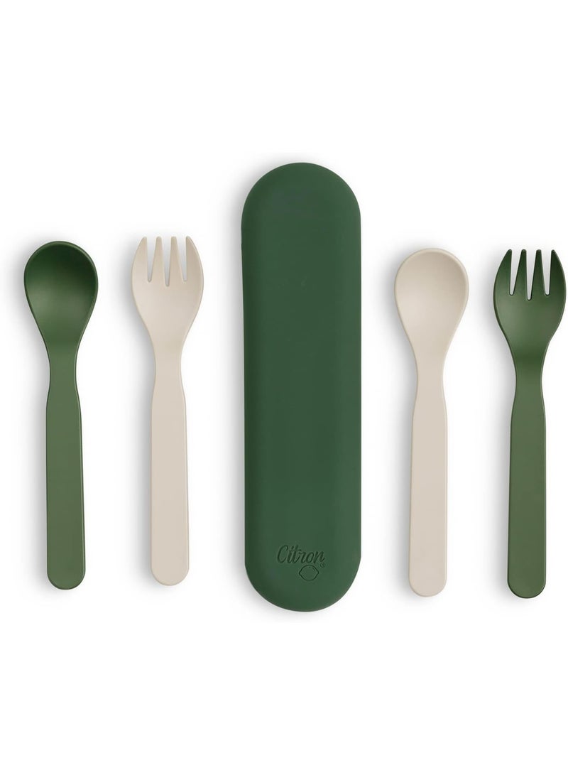 Citron - Bio-Based Cutlery With Case - Green/Ivory - 5 Pc Set - Image 1