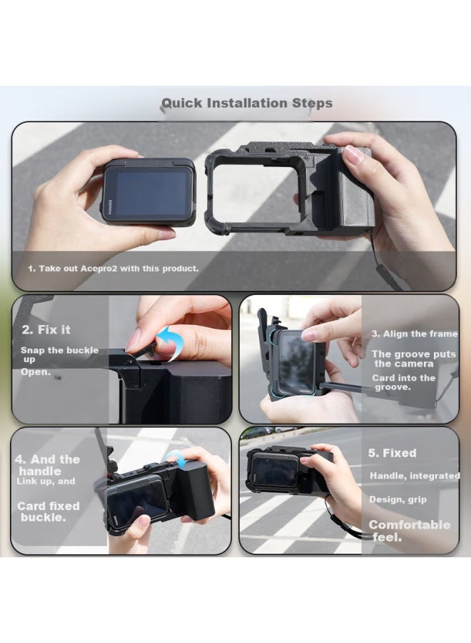 Odd Leaves Qiye Street Photography Kit Handle Stand, Suitable For Acepro2 Action Camera, Insta360 Ace Pro2 Accessories, Lanyard, Hand Strap, Street Photography Set, Rabbit Cage Shoulder Strap, Backpack Strap - Image 2