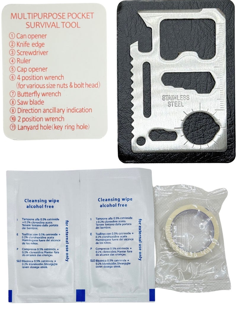 HERIOS Compact Emergency First Aid Kit with Bandages, Ice Pack, Medical Scissors and Multi-Tool, Red Case with Ice Pack  - Image 4