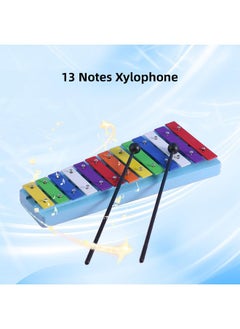 Thoraya 13 Notes Glockenspiel Xylophone Colorful Metal Keys Percussion Rhythm Handheld Musical Instrument with 2 Mallets Gift for Beginners Students  - Image 4