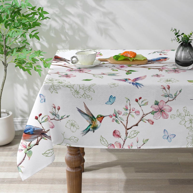 cusugbaso Spring Tablecloth 52x70 Inches, Bird Floral Tablecloth Spring Decorations for Home, Washable Farmhouse Table Cloth Rectangle for Party, Kitchen - Image 1