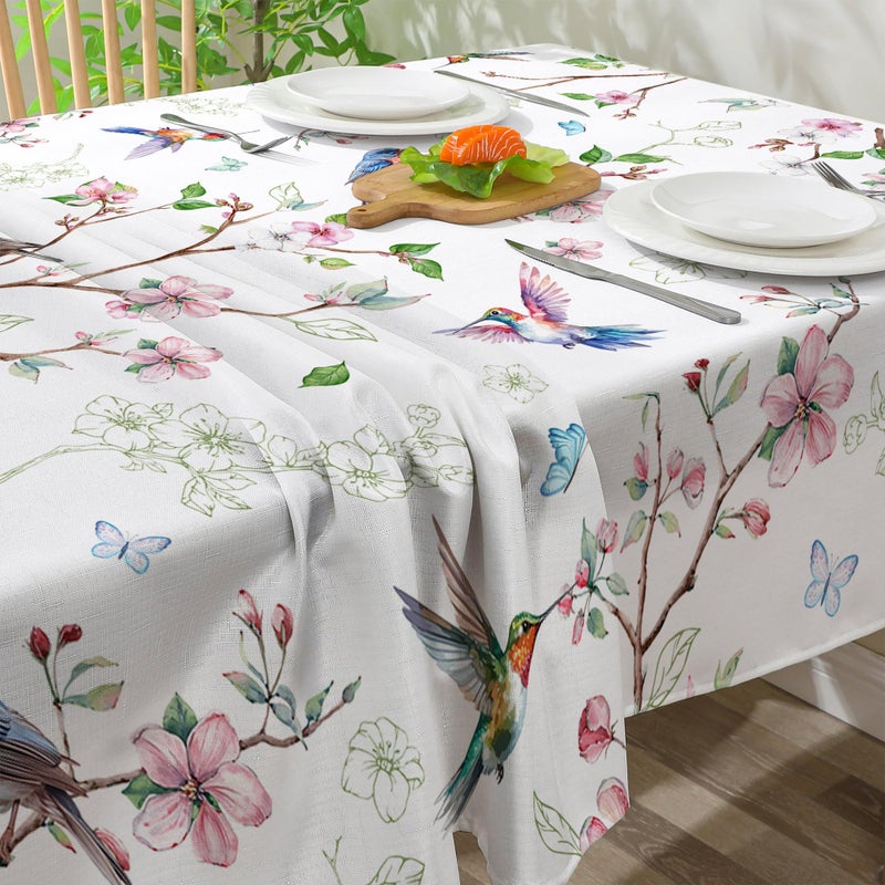 cusugbaso Spring Tablecloth 52x70 Inches, Bird Floral Tablecloth Spring Decorations for Home, Washable Farmhouse Table Cloth Rectangle for Party, Kitchen - Image 5