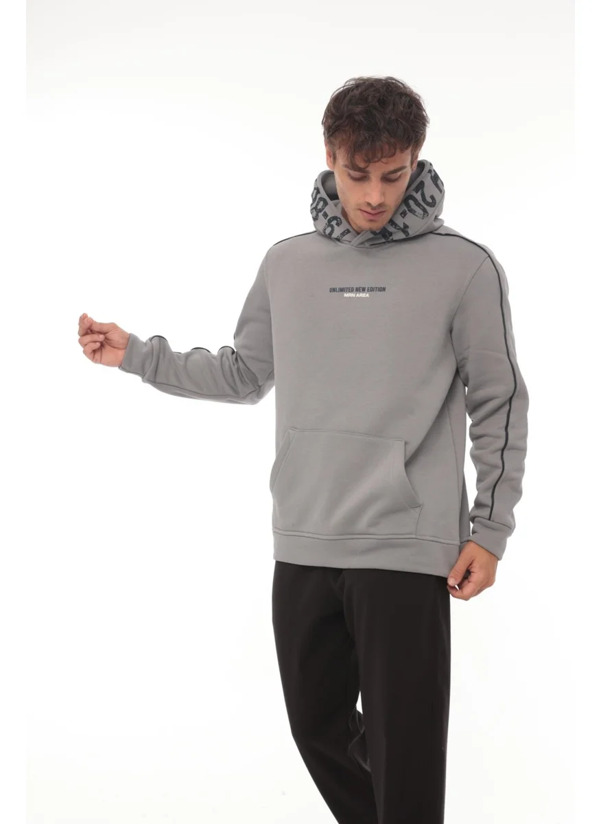 Miron Smoke Hooded Printed Three Thread Oversize Sweatshirt - 2440