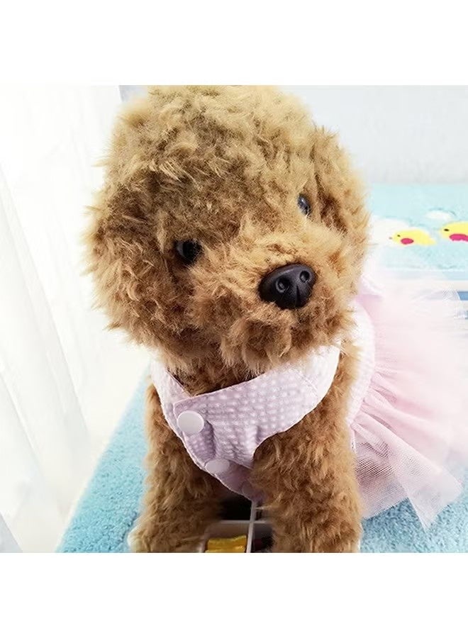 فستان أنيق مخطط من قماش شبكي رائع للكلاب والقطط والأرانب، مناسب للصغار، بتصميم أميرة، مزين بفيونكة، مناسب للكلاب الصغيرة، مثل كلاب البوميرانيان والتشيهواهوا، تنورة، مناسب للجراء (وردي، مقاس كبير). - Image 3