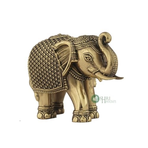 INDICAST Brass 2" Elephant Statue 2 pcs Set Decorative Showpiece Figurines for Home Office & Gift Article | Perfect for Home Dcor & Good Luck (Weight- 80gm) - Image 5