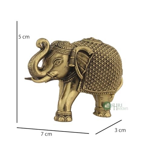 INDICAST Brass 2" Elephant Statue 2 pcs Set Decorative Showpiece Figurines for Home Office & Gift Article | Perfect for Home Dcor & Good Luck (Weight- 80gm) - Image 3