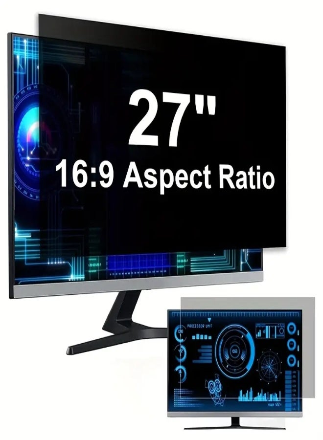 AROAQ 27-Inch 16:9 Computer Privacy Screen Filter – Removable Anti-Glare Blue Light Blocking Protector, Anti-Scratch Eye Protection Film for Widescreen Monitor, Office & Home Privacy Shield - Image 1