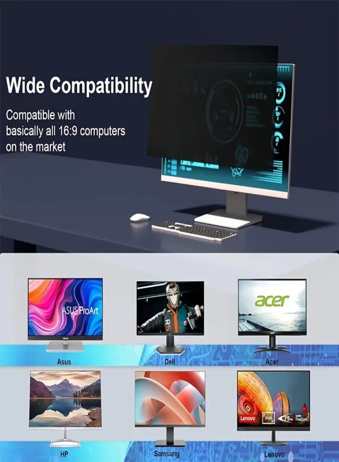 AROAQ 27-Inch 16:9 Computer Privacy Screen Filter – Removable Anti-Glare Blue Light Blocking Protector, Anti-Scratch Eye Protection Film for Widescreen Monitor, Office & Home Privacy Shield - Image 3