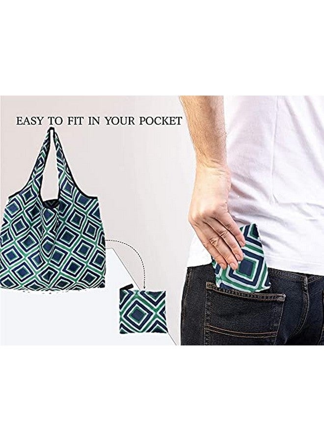 Elios Designer Pattern Reusable and Foldable Shopping Bag/Tote Hand Bag/Travel Bag/Grocery Bag | Heavy Duty, Eco Friendly | Compact, Lightweight and Convenient (Pack of 2 (D))