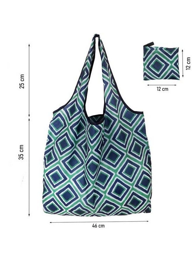 Elios Designer Pattern Reusable and Foldable Shopping Bag/Tote Hand Bag/Travel Bag/Grocery Bag | Heavy Duty, Eco Friendly | Compact, Lightweight and Convenient (Pack of 2 (D))