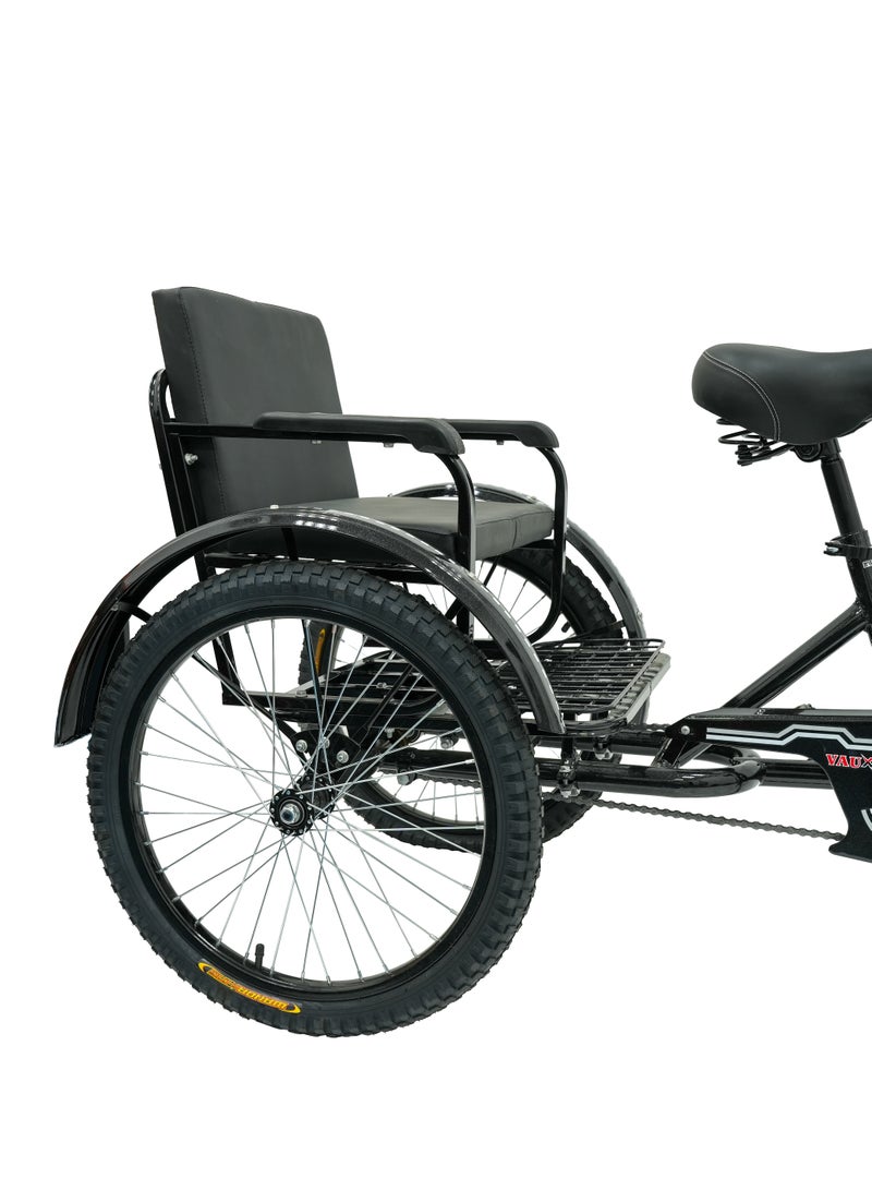 Vaux 20-Inch Sofa Tricycle – Sofa Comfortable Seat Design,Single Speed,Strong Steel Frame, Adjustable Seat, Chain Cover, 100% Assembled - Black - Image 3
