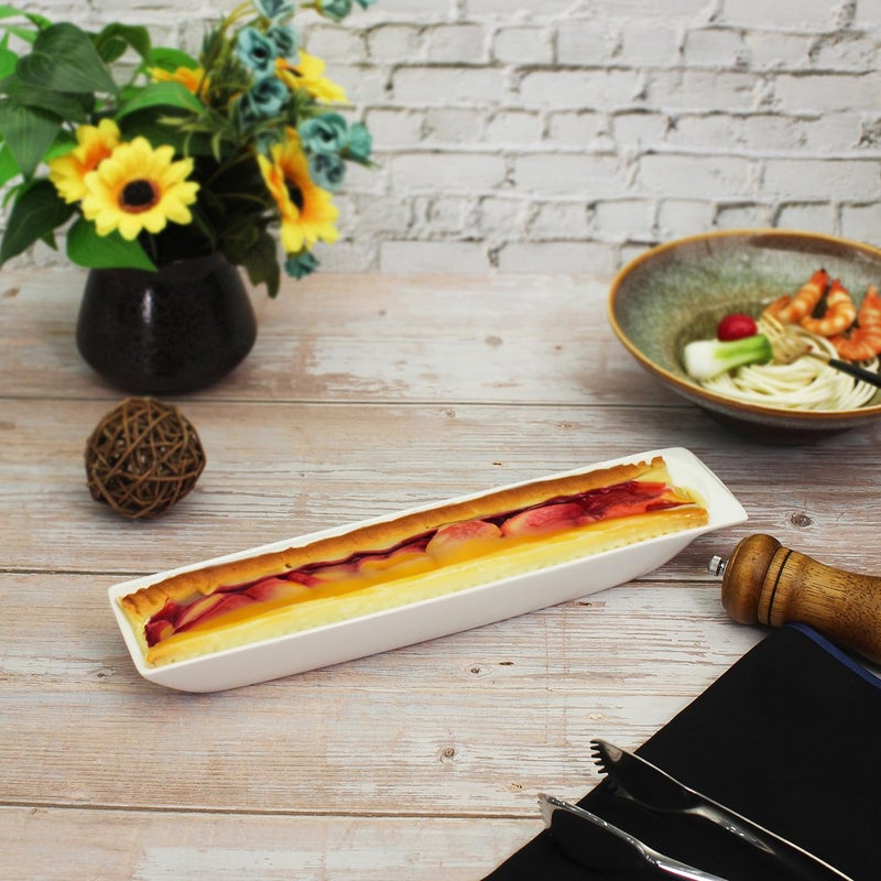 Creativity Home Ceramics Olive Plate Cheeses Plate, Olive Cookies Tray - Large, Chip Resistant, White Porcelain Olive Canoe, Dishwasher Safe, For Snacks, Appetizers 14 Inch - Image 5