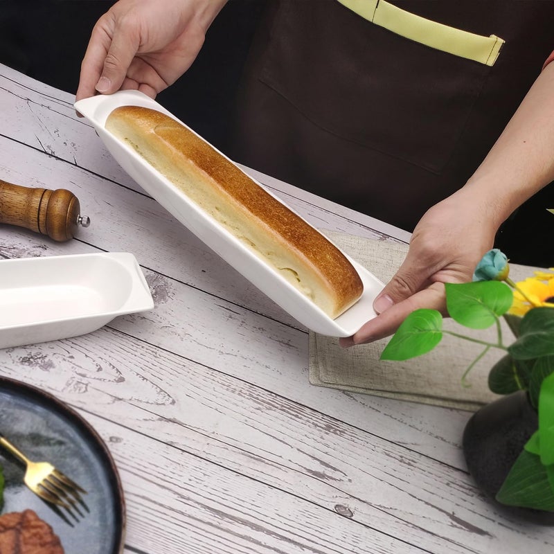 Creativity Home Ceramics Olive Plate Cheeses Plate, Olive Cookies Tray - Large, Chip Resistant, White Porcelain Olive Canoe, Dishwasher Safe, For Snacks, Appetizers 14 Inch - Image 4